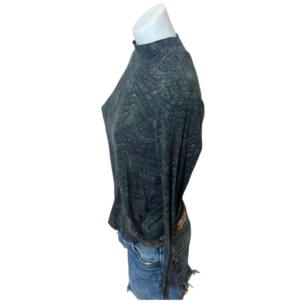Scotch & Soda Blue Green Mockneck Top LARGE Work Cotton Snakeskin Python $80 - Picture 8 of 11